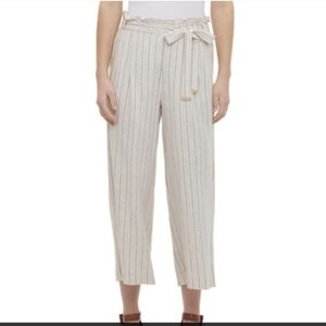 Striped Linen Calvin Klein Paper Bag Pants